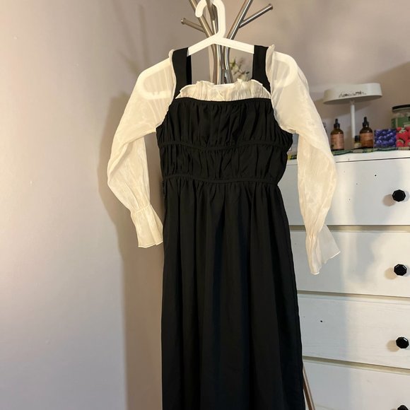 Japanese Style Back Ribbon Sheer Sleeve Dress US 2-4 [With Tag] - Picture 4 of 9